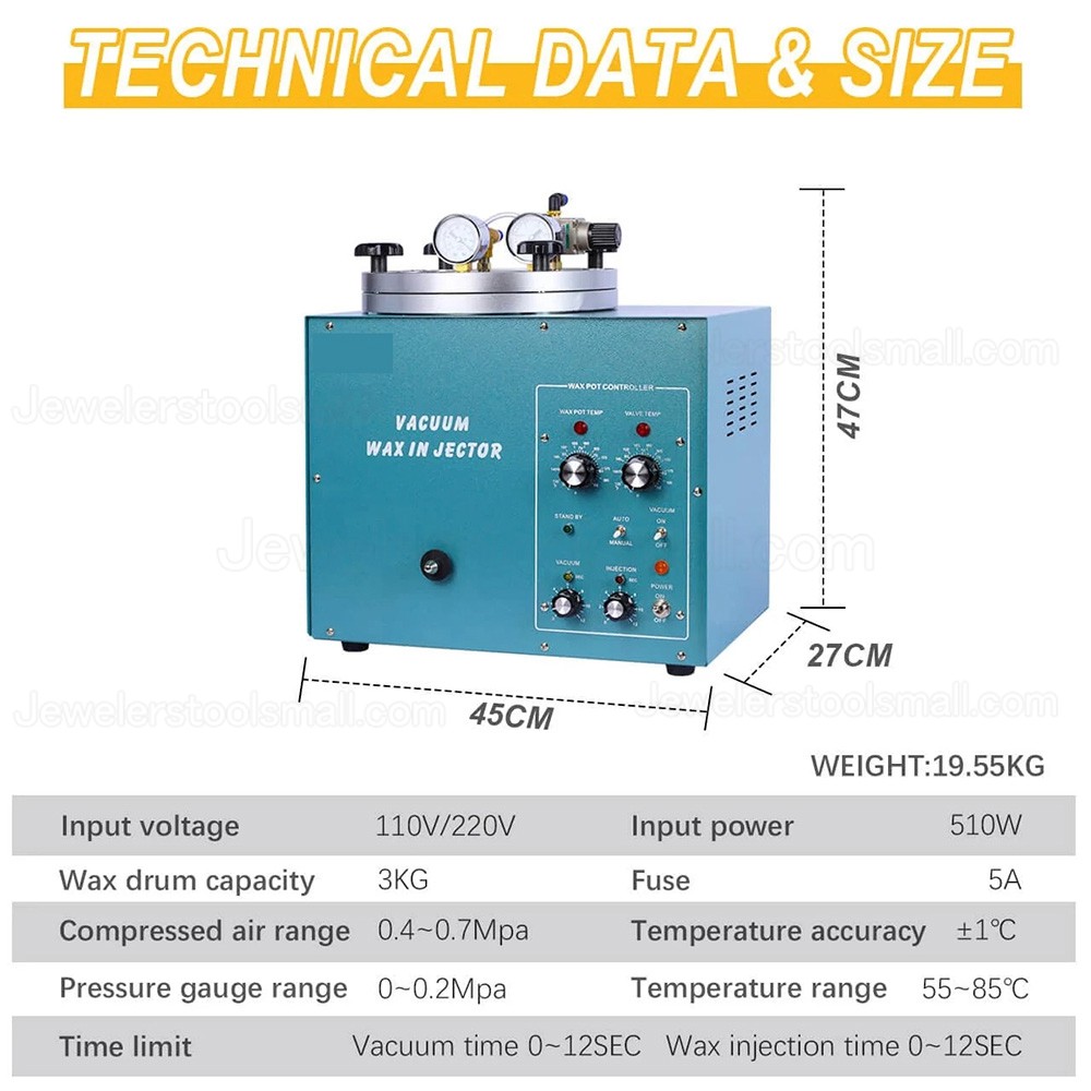 3KG Digital Jewelry Vacuum Wax Injector Machine with Temperature Control